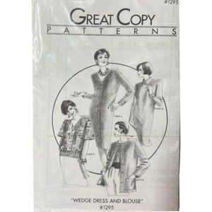 Vintage Great Copy Patterns - Wedge Dress & Tunic Blouse Pattern - Size XS-5XL